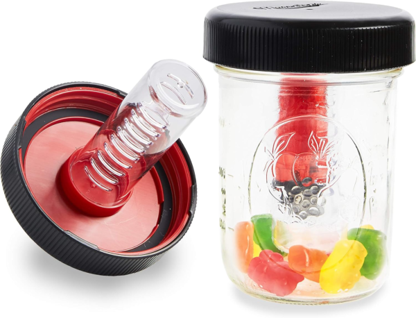 Masontops Jar Safe - Hộp đựng thảo mộc chống trẻ em - 2PK - Bảo quản kín khí - Khóa lọ miệng rộng - Tủ đựng chai Stash