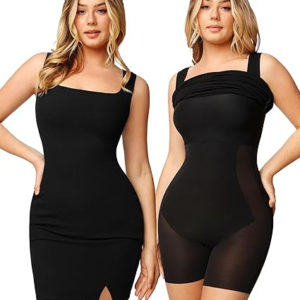 Đầm định hình Popilush Mini Slit tích hợp áo ngực định hình 8 trong 1 cổ vuông bó sát mùa hè dành cho nữ 2025