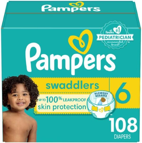 Tã trẻ em Pampers - Tã quấn - Size 6, 108 miếng, Tã dùng một lần siêu thấm hút cho trẻ sơ sinh-Pampers Baby Diapers - Swaddlers - Size 6, 108 Count, Ultra Absorbent Disposable Infant Diaper